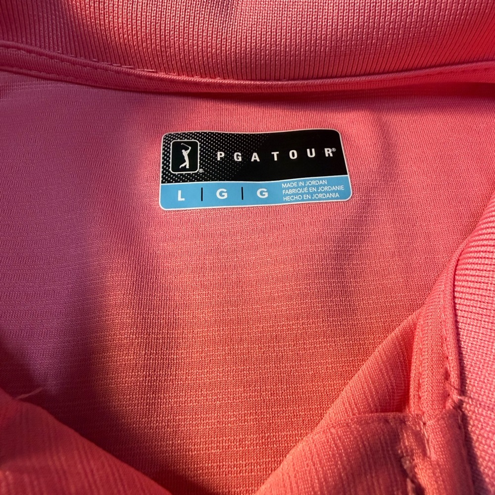 PGA Tour Men’s Pink Short-Sleeve Polo - Picture 2 of 3